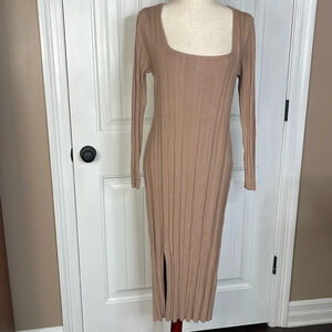 AND NOW THIS- Women's Square-Neck Sweater Dress.Sz XL Color Almond